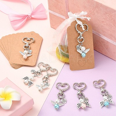 Pearlized Glass Pearl & Alloy Pendant Decorations HJEW-CJ00071-1