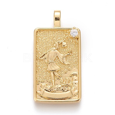 Brass Micro Pave Clear Cubic Zirconia Pendants ZIRC-Z004-01P-1