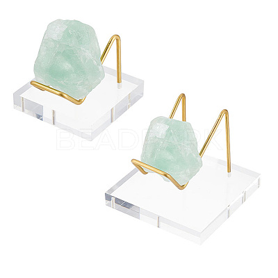 2Pcs 2 Style Brass Crystal Mineral Display Easels ODIS-FG0001-46-1