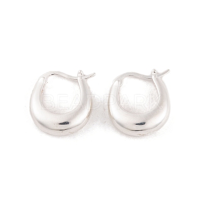 925 Sterling Silver Chunky Crescent Moon Hoop Earrings for Women EJEW-P273-01S-1