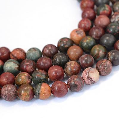 Natural Picasso Stone/Picasso Jasper Beads Strands G-E334-10mm-10-1