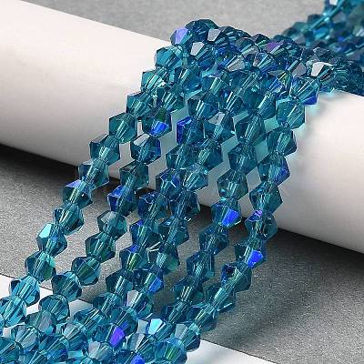 Transparent Electroplate Glass Beads Strands GLAA-F029-4mm-D01-1