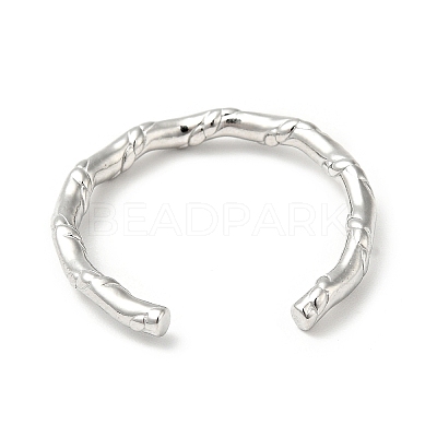 Non-Tarnish 304 Stainless Steel Bamboo Shape Open Cuff Ring for Men Women RJEW-I085-07P-1