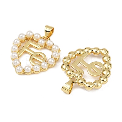 Brass & ABS Imitation Pearl Pendants KK-S526-19G-B-1
