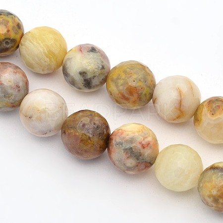 Faceted Round Natural Crazy Agate Beads Strands G-E302-064-10mm-1