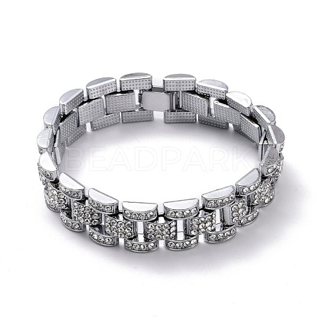 Men's Crystal Rhinestone Solid Link Chain Bracelet BJEW-I297-02P-1