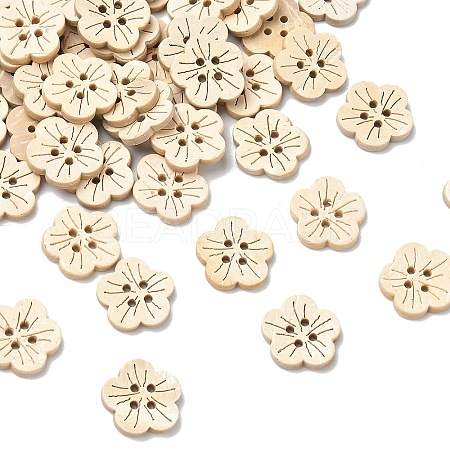 Carved 4-hole Basic Sewing Button in Flower Shape NNA0YYS-1