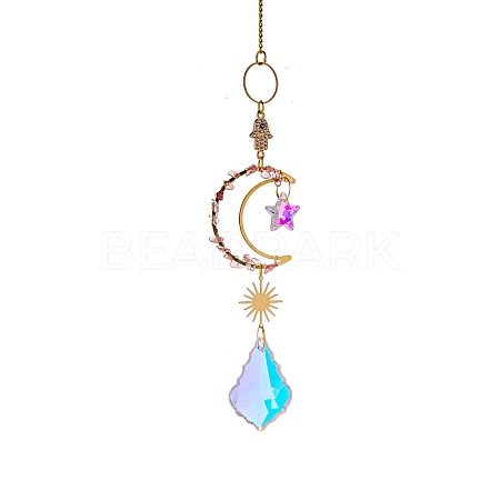 Glass Teardrop/Star Prisms Suncatchers Hanging Ornaments G-PW0004-72A-1