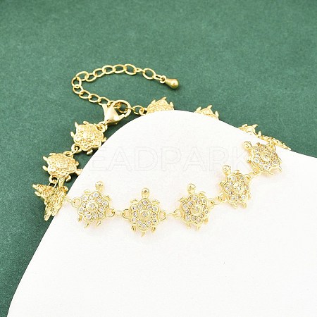 Brass Micro Pave Clear Cubic Zirconia Link Chain Bracelets for Women BJEW-A090-11D-G-1