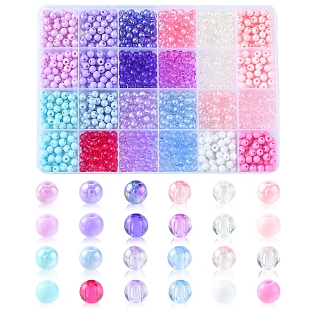120G 24 Style Transparent & Opaque Acrylic Beads OACR-FS0001-21-1