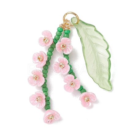 Glass Seed Beaded Pendants PALLOY-MZ01249-01-1
