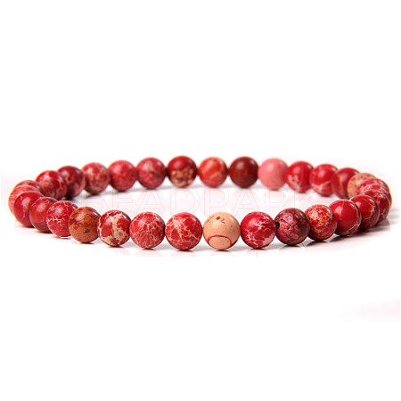 Synthetic Imperial Jasper Round Beaded Stretch Bracelet SF8562-10-1-1