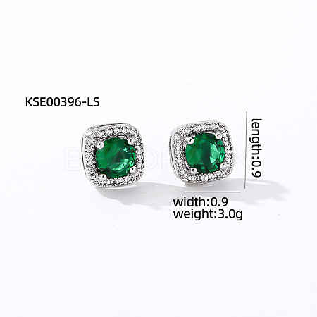 Elegant Zircon Square Stud Earrings for Women TY1635-6-1
