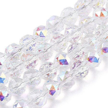 Electroplate Transparent Glass Beads Strands X-EGLA-N002-34C-C03-1