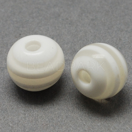 Round Striped Resin Beads X-RESI-R158-8mm-09-1