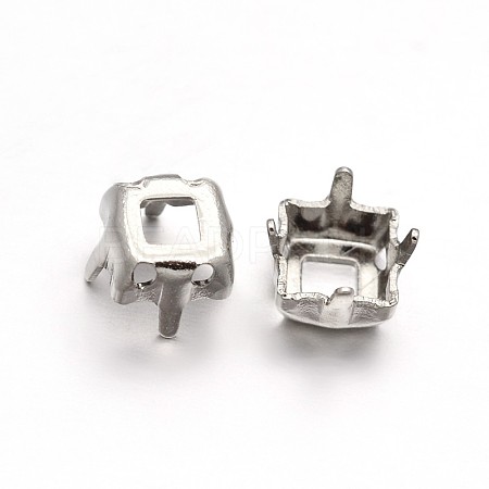 Square Brass Sew on Prong Settings KK-N0084-A07-8x8-1