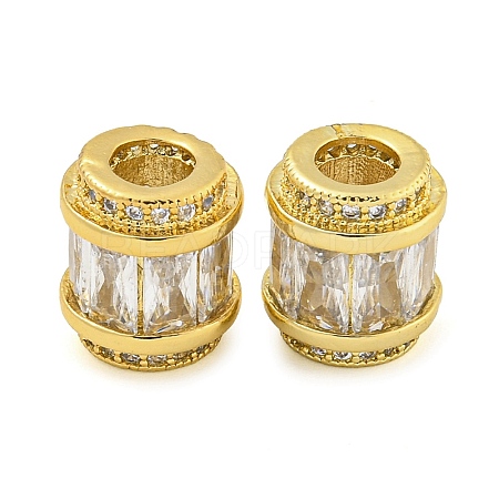 Rack Plating Brass Micro Pave Cubic Zirconia European Beads LS-KK-F089-31G-08-1