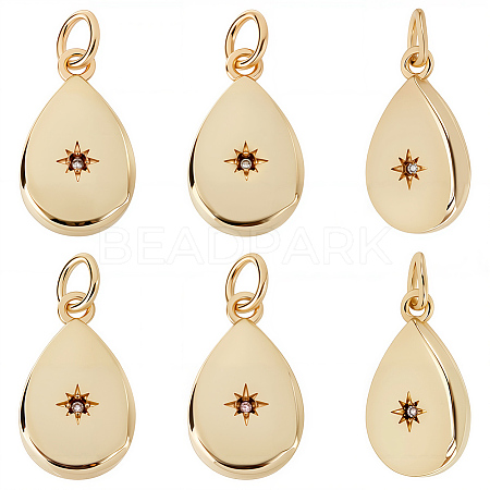 12Pcs Brass Micro Pave Clear Cubic Zirconia Pendants ZIRC-BBC0003-70-1