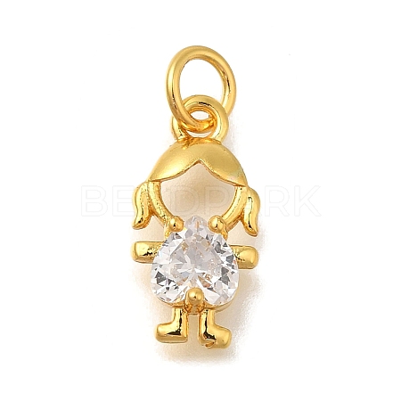 Rack Plating Brass Micro Pave Cubic Zirconia Charms KK-I716-25G-01-1
