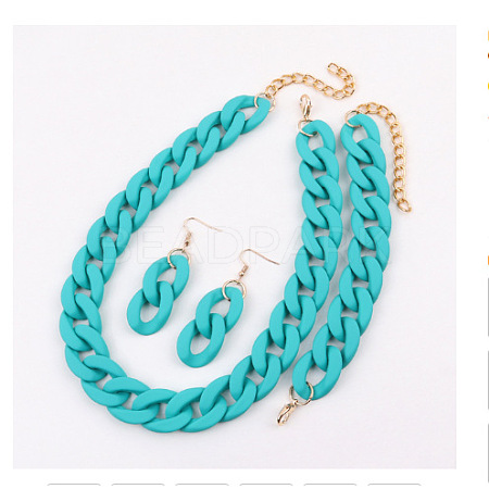 Acrylic Curb Chain Chain Necklaces & Dangle Earrings & Bracelets Sets FS-WGA399B-10-1