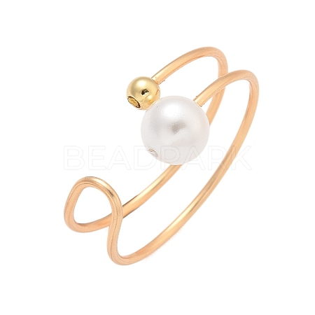 Round Shell Pearl Finger Rings RJEW-TA00160-1