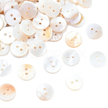 2-Hole Shell Flat Round Buttons BUTT-P012-09-1