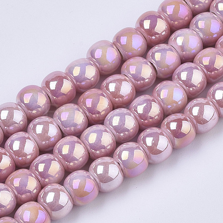 Electroplate Porcelain Beads PORC-N005-04G-1