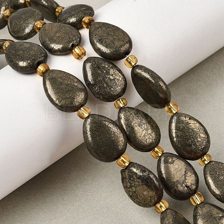 Natural Pyrite Beads Strands G-Z131-B01-01-1