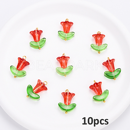 10Pcs Glass Pendants PALLOY-YW00040-03-1