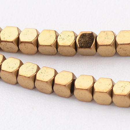 Faceted Cube Electroplate Non-magnetic Synthetic Hematite Bead Strands G-L426-03D-1