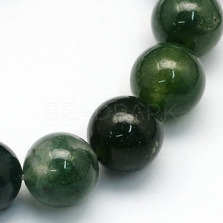 Natural Moss Agate Round Beads Strands X-G-S151-8mm-1