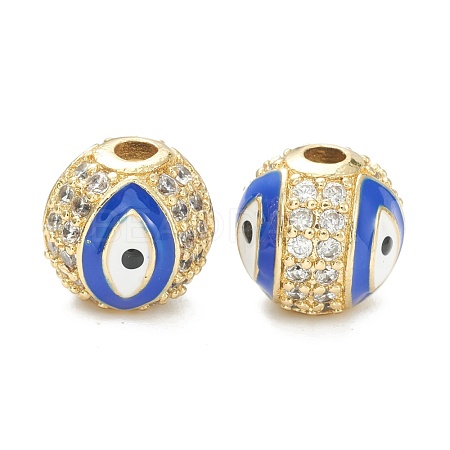 Brass Micro Pave Cubic Zirconia Beads ZIRC-A019-16G-B02-1