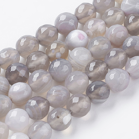 Natural Striped Agate/Banded Agate Beads Strands G-G581-8mm-09-1