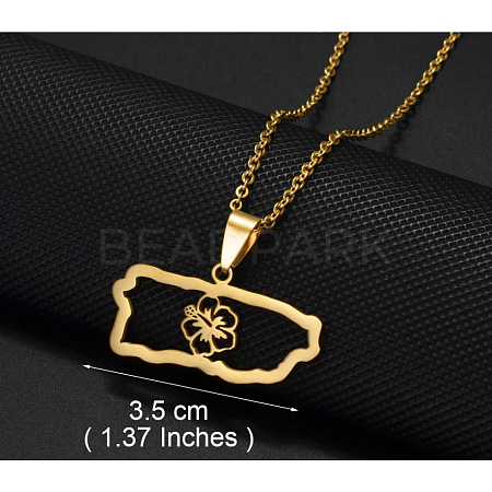 304 Stainless Steel Puerto Rico Pendant Necklaces FS-WG40BBD-03-1
