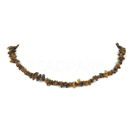 Natural Tiger Eye Chip Beaded Necklace NJEW-JN04616-08-1