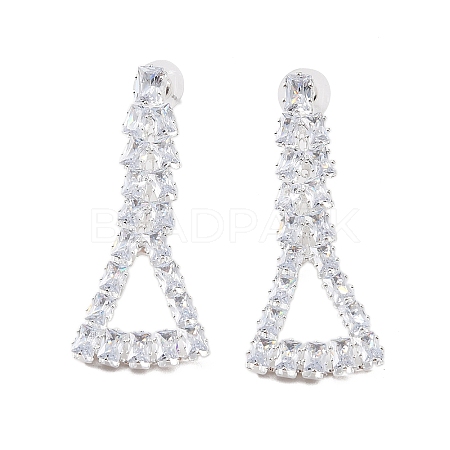 Brass Micro Pave Cubic Zirconia Stud Earrings EJEW-B046-22P-1