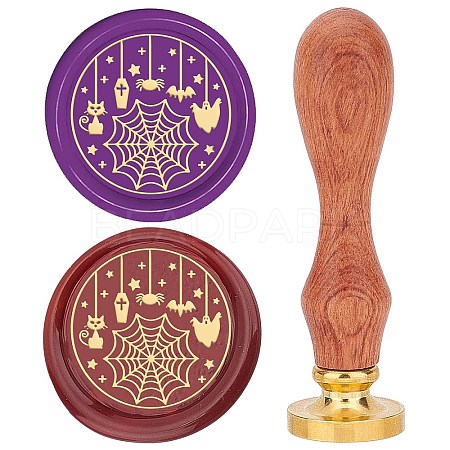 Brass Wax Seal Stamps with Rosewood Handle AJEW-WH0412-0108-1