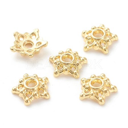 Rack Plating Alloy Flower Bead Caps KK-J277-09G-1