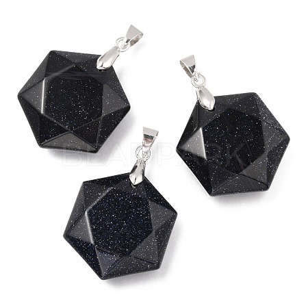 Faceted Synthetic Blue Goldstone Pendants G-F340-03M-1