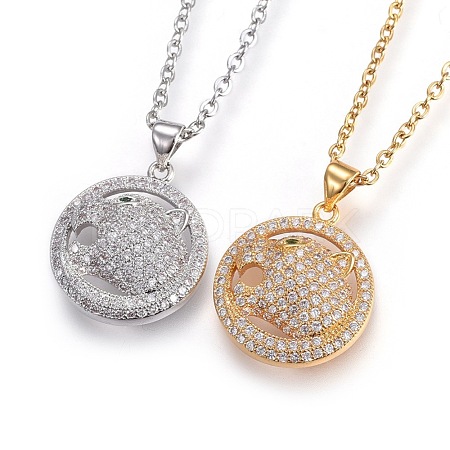 304 Stainless Steel Pendant Necklaces NJEW-L150-01-1