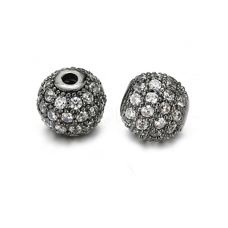 Round Brass Micro Pave Cubic Zirconia Beads ZIRC-N016-01B-8mm-1