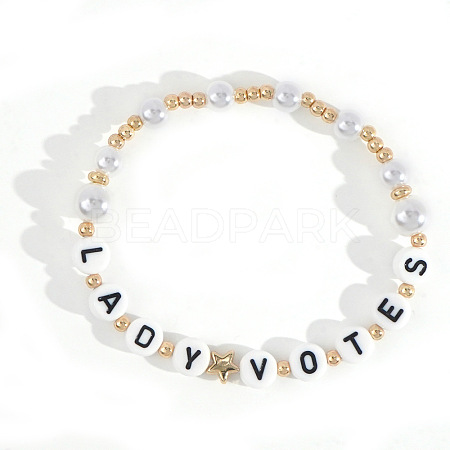 Minimalist ABS Imitatiom Pearl Round Beads Stretch Bracelets for Women EC7988-7-1