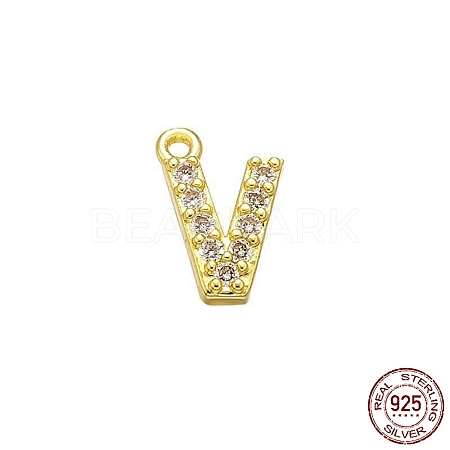 Real 18K Gold Plated 925 Sterling Silver Micro Pave Clear Cubic Zirconia Charms STER-P054-10G-V-1