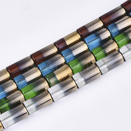 Half Electroplate Glass Beads Strands EGLA-S177-01-1