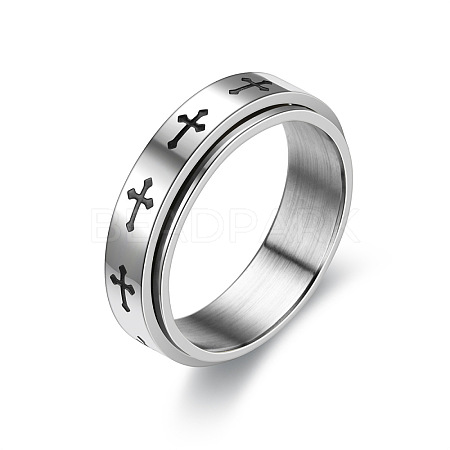 201 Stainless Steel Rotatable Finger Ring RELI-PW0001-018B-01P-1