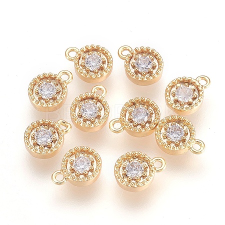 Brass Cubic Zirconia Charms X-KK-T014-73G-1