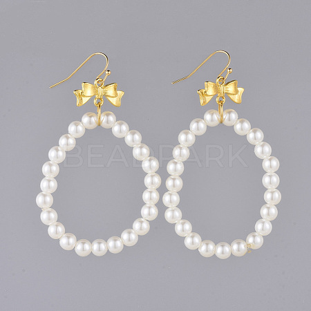 ABS Plastic Imitation Pearl Dangle Earrings EJEW-JE03632-03-1
