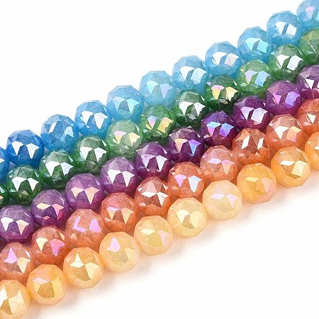 Anti-Tarnish Electroplate Glass Beads Strands GLAA-N064-8mm-M-1