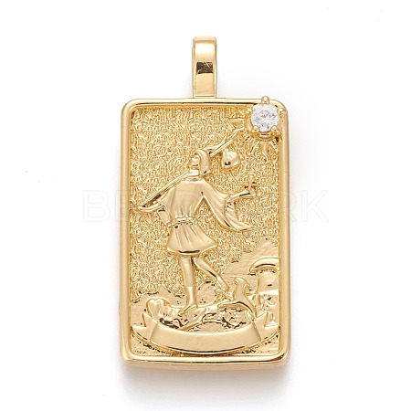 Brass Micro Pave Clear Cubic Zirconia Pendants ZIRC-Z004-01P-1