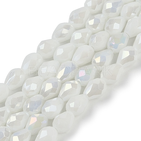 Opaque Solid Color Electroplate Glass Beads Strands EGLA-N013-P4mm-B02-1